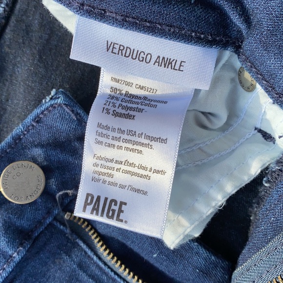PAIGE Verdugo Ankle Nate Dark Rinse Jeans Skinny Denim - Picture 5 of 8